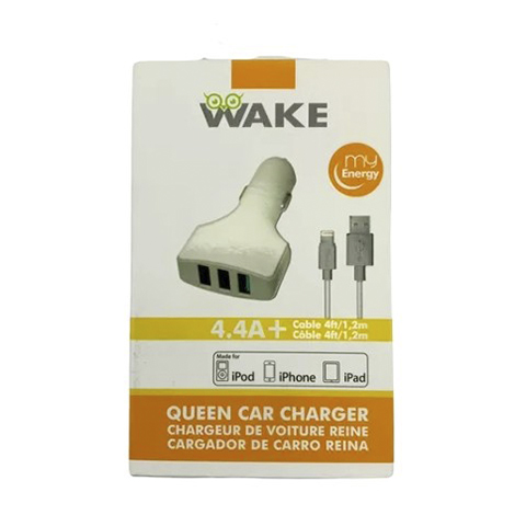 CARGADOR CARRO WAKE IPHONE 4.4A 3USB