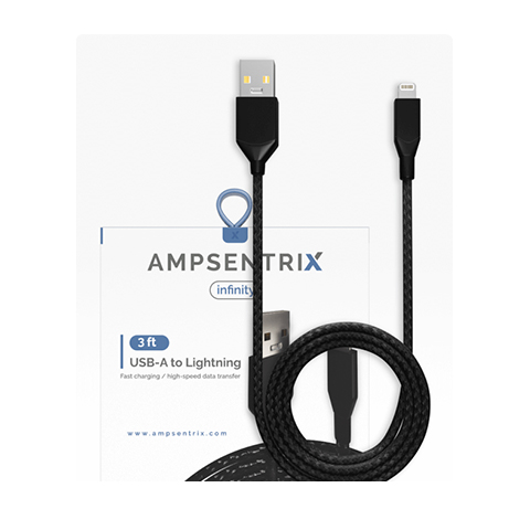 CABLE AMPSENTRIX USB A LIGHTNING 1M