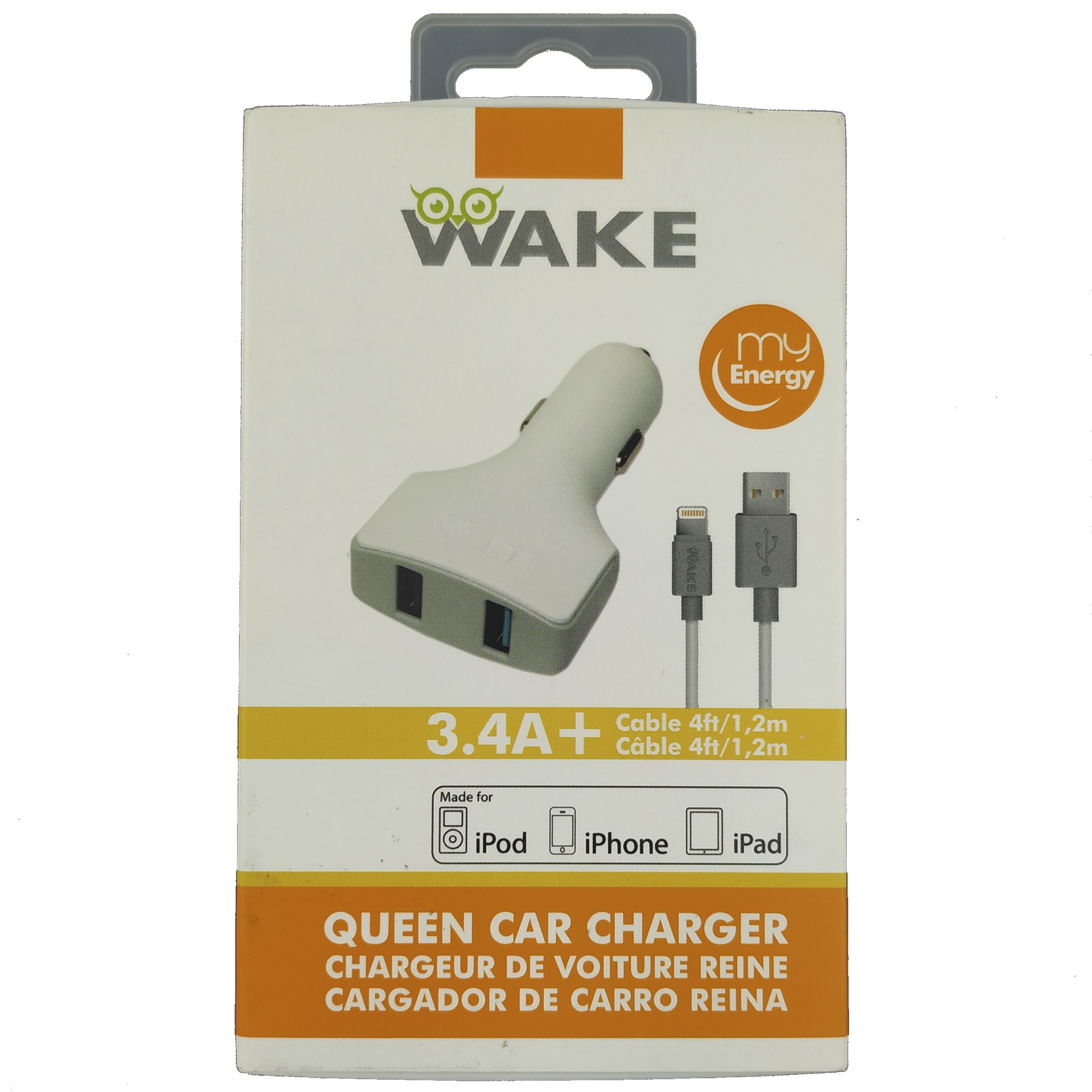 CARGADOR CARRO WAKE IPHONE 3.4A 2USB