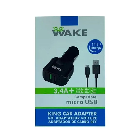CARGADOR CARRO WAKE QUEEN MICRO 3.4A 2USB